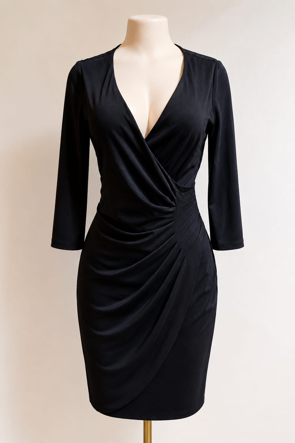 Vestido Negro Cruzado Elegante
